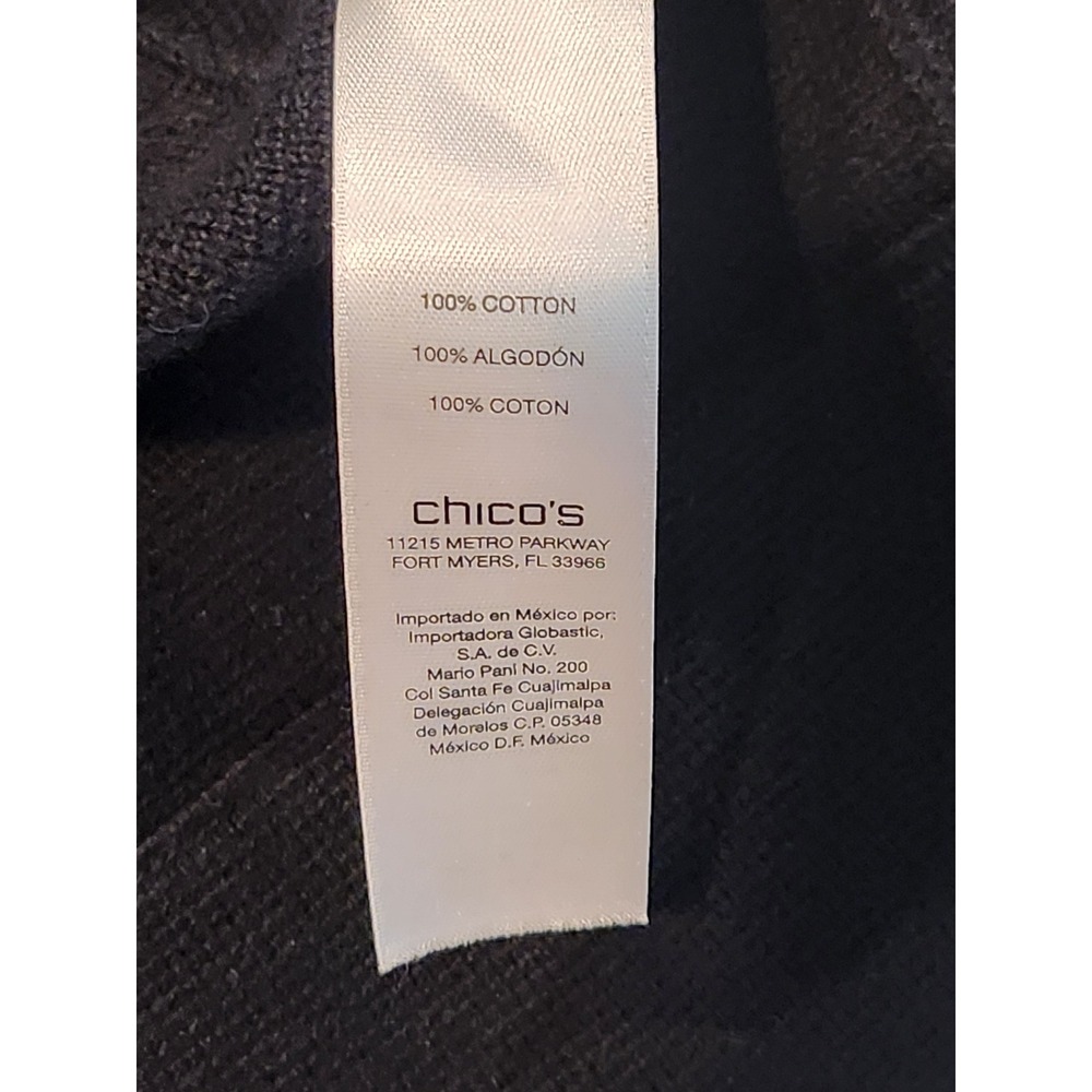Chico's Black 100% Cotton Mock Neck Button Front Longline Cardigan Sweater Sz 1 - Picture 8 of 8